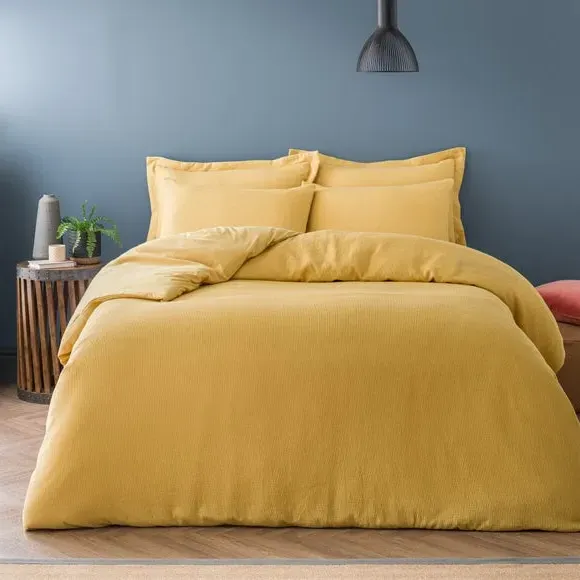 Oxford Pillowcase Waffle Weave - Ochre, Cotton