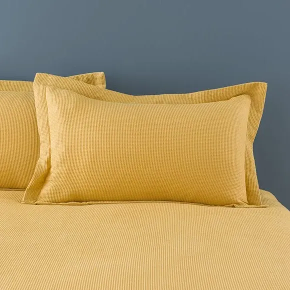 Oxford Pillowcase Waffle Weave - Ochre, Cotton