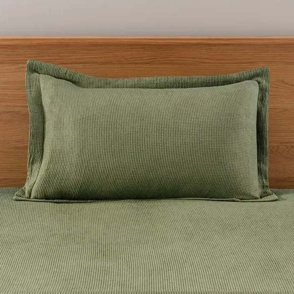 Oxford Pillowcase Waffle Weave - Olive, Cotton