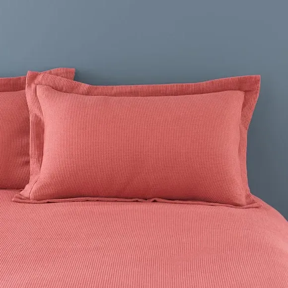 Oxford Pillowcase Waffle Weave - Terracotta, Cotton