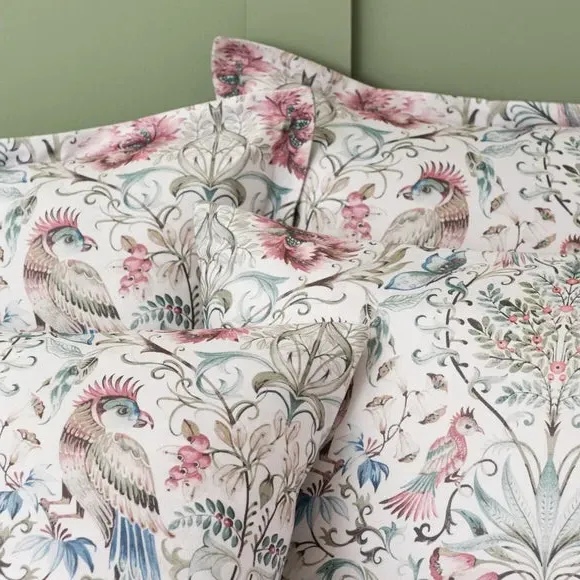 Oxford Pillowcase with Bird Design - Cream, Velour
