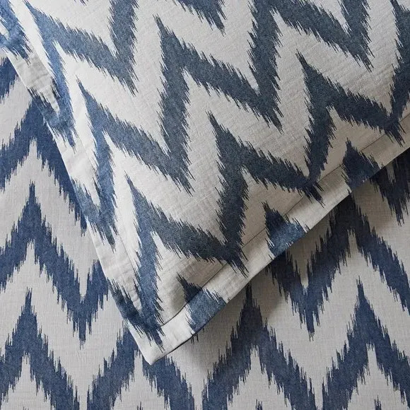 Oxford Pillowcase with Border - Blue, Cotton