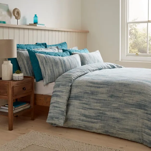 Oxford Pillowcase with Button Closure - Blue, Cotton