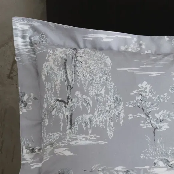 Oxford Pillowcase with Chinoiserie - Grey