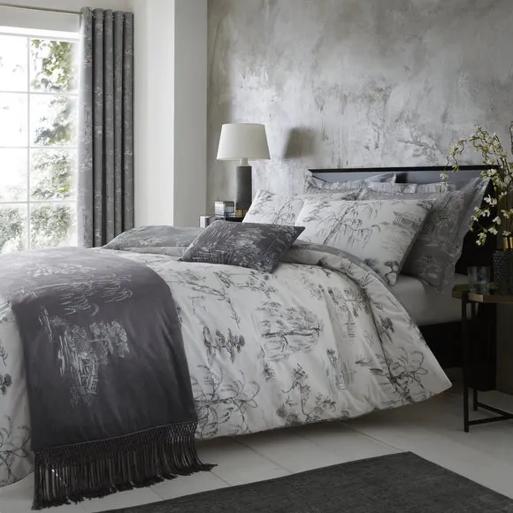 Oxford Pillowcase with Chinoiserie - Grey