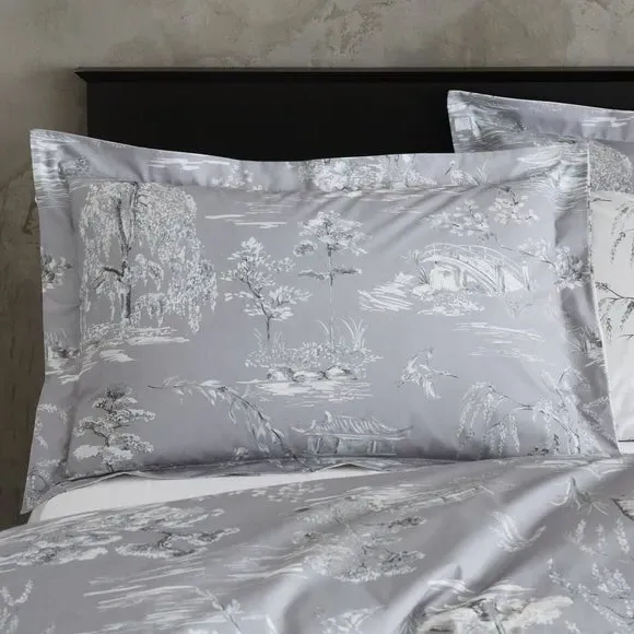 Oxford Pillowcase with Chinoiserie - Grey image