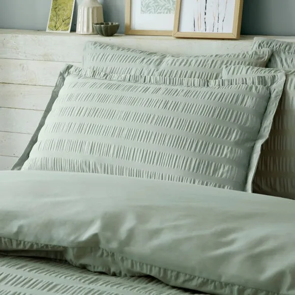 Oxford Pillowcase with Crinkled Texture - Sage, Cotton image