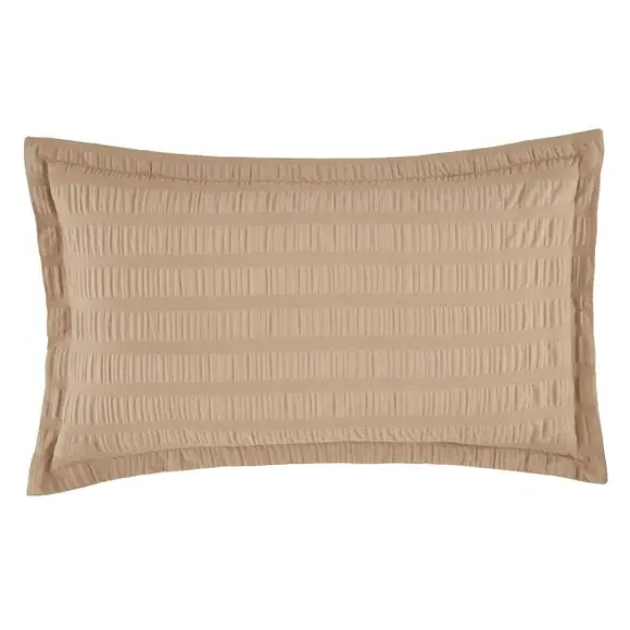 Oxford Pillowcase with Crinkled Texture - Taupe, Cotton