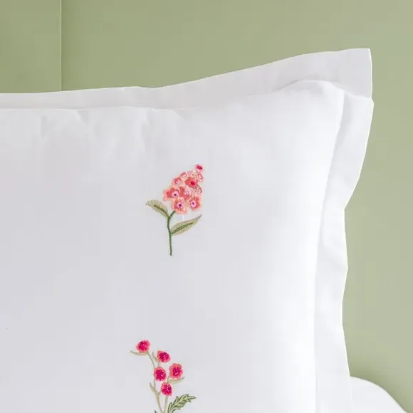Oxford Pillowcase with Embroidery - Pink, Polyester