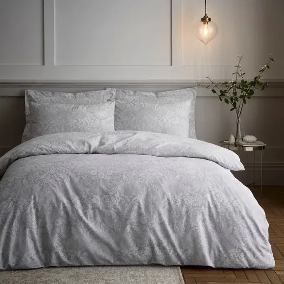 Oxford Pillowcase with Floral Print - Grey