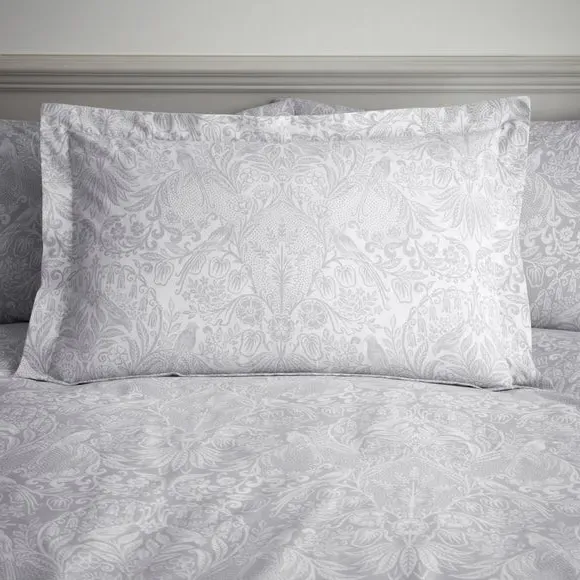 Oxford Pillowcase with Floral Print - Grey image