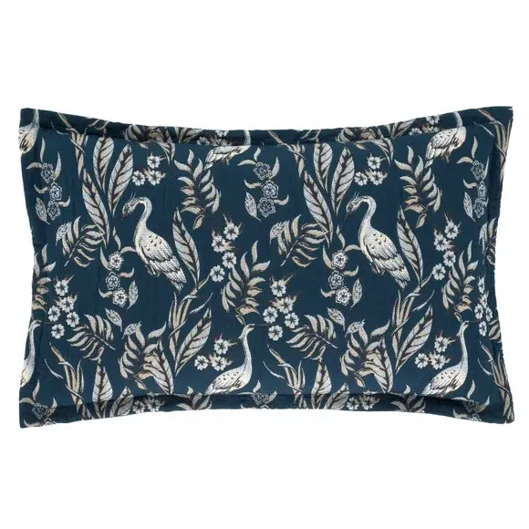 Oxford Pillowcase with Heron Design - Navy