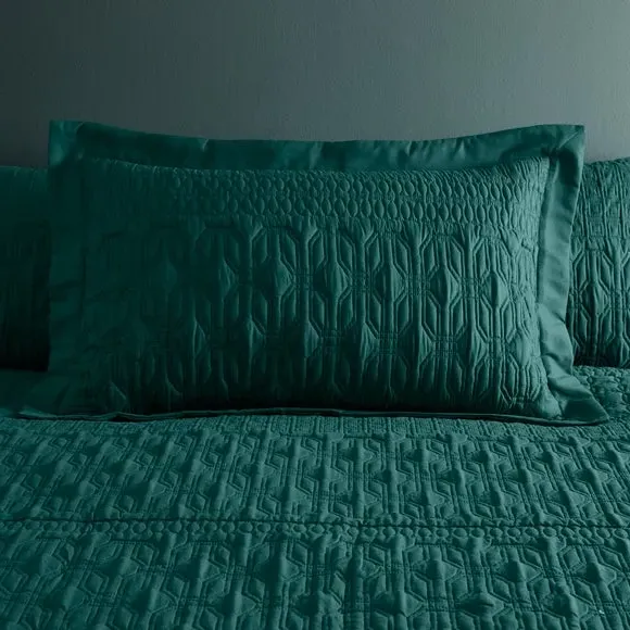 Oxford Pillowcase with Pinsonic Design - Emerald