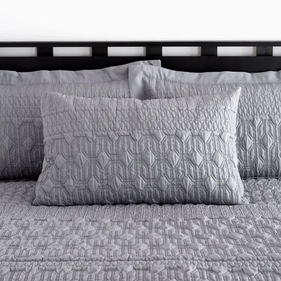 Oxford Pillowcase with Pinsonic Design - Grey