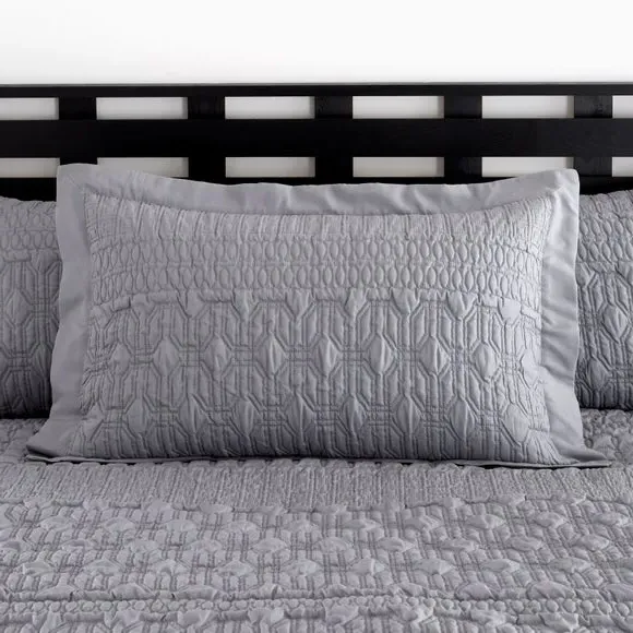 Oxford Pillowcase with Pinsonic Design - Grey
