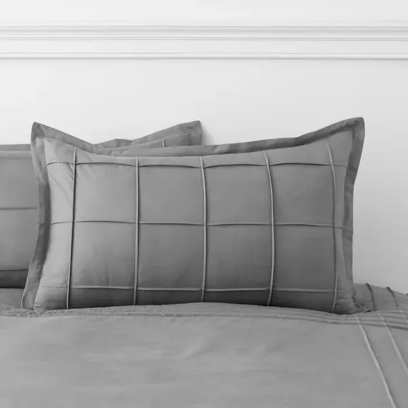 Oxford Pillowcase with Pintuck Design - Charcoal image