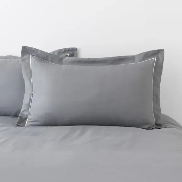 Oxford Pillowcase with Pleated Trim - Charcoal image