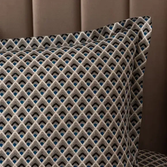 Oxford Pillowcase with Weave Design - Blue, Cotton