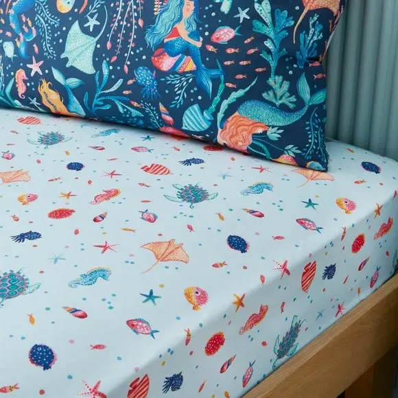 Pack of 2 Fitted Sheets - Blue, Polycotton
