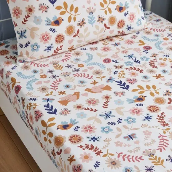 Pack of 2 Fitted Sheets Folk Floral - Cotton