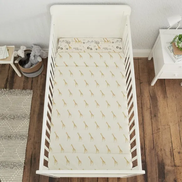 Pack of 2 Fitted Sheets Safari Print - Natural