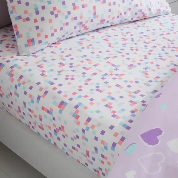 Pack of 2 Single Fitted Sheets - Lilac, Cotton