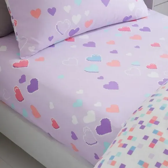Pack of 2 Single Fitted Sheets - Lilac, Cotton image