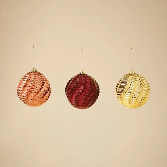Pack of 3 Large Christmas Baubles - Multicolor