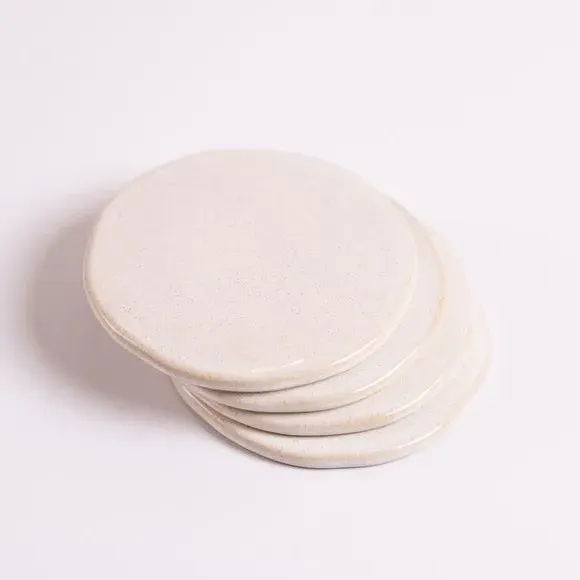 Pack of 4 Coasters - White, Stoneware