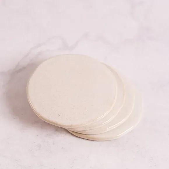 Pack of 4 Coasters - White, Stoneware
