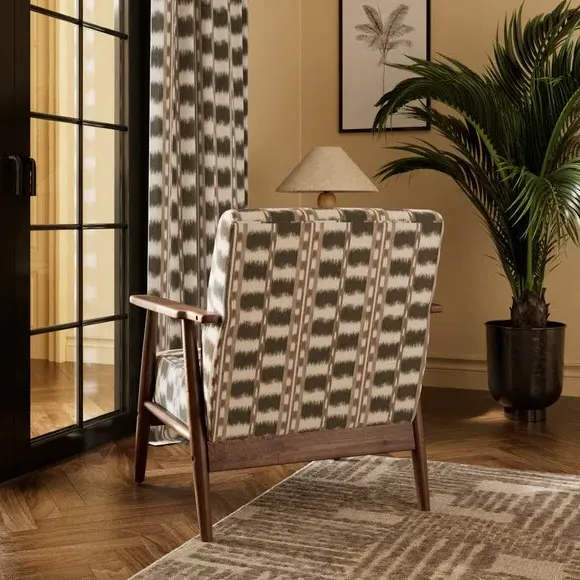 Paddle Arm Occasional Chair - Green, Fabric
