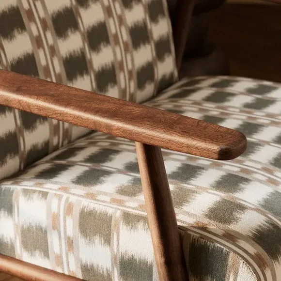 Paddle Arm Occasional Chair - Green, Fabric