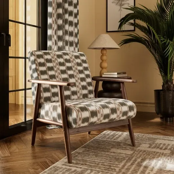 Paddle Arm Occasional Chair - Green, Fabric image