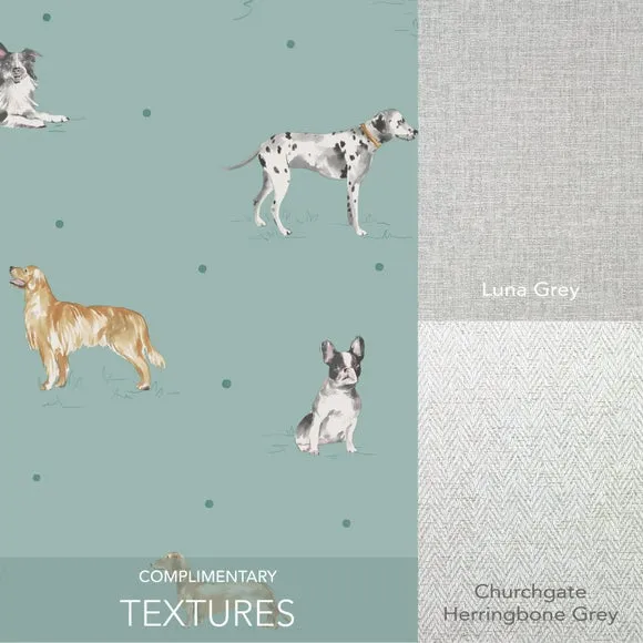 Painted Dogs Wallpaper - Green, Paper