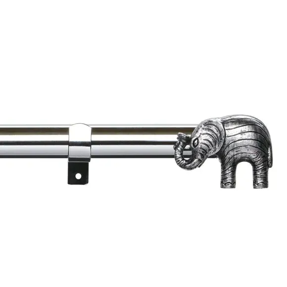 Pair Curtain Finials Elephant Design - Chrome image