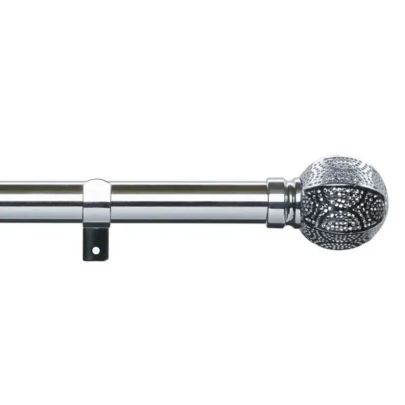 Pair Curtain Finials Manila Design - Chrome