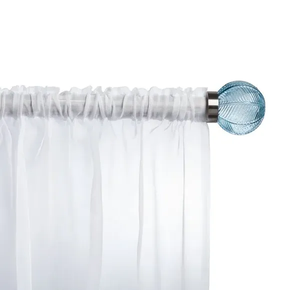 Pair Curtain Finials with Ribbed Detail - Blue