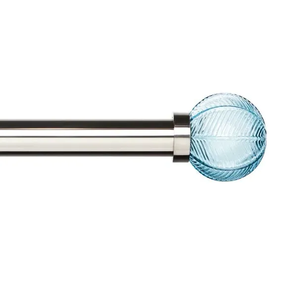 Pair Curtain Finials with Ribbed Detail - Blue image