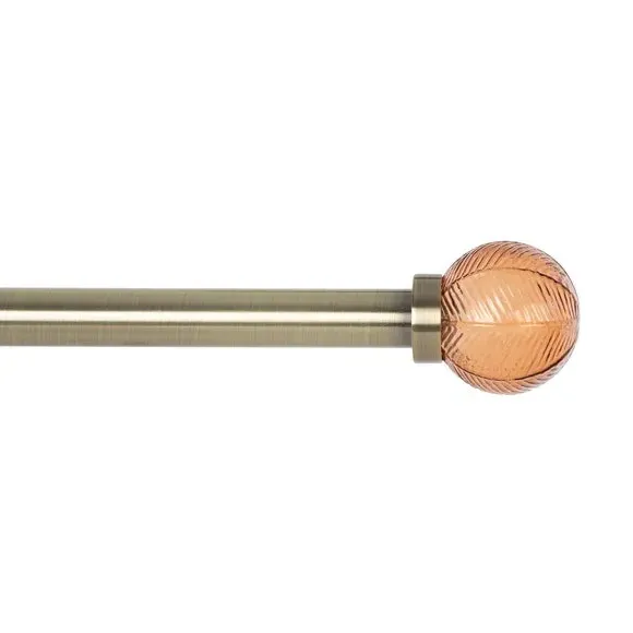 Pair Curtain Finials with Ribbed Detail - Brass