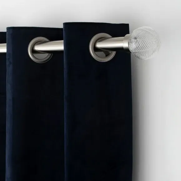 Pair Curtain Finials with Ribbed Detail - Steel