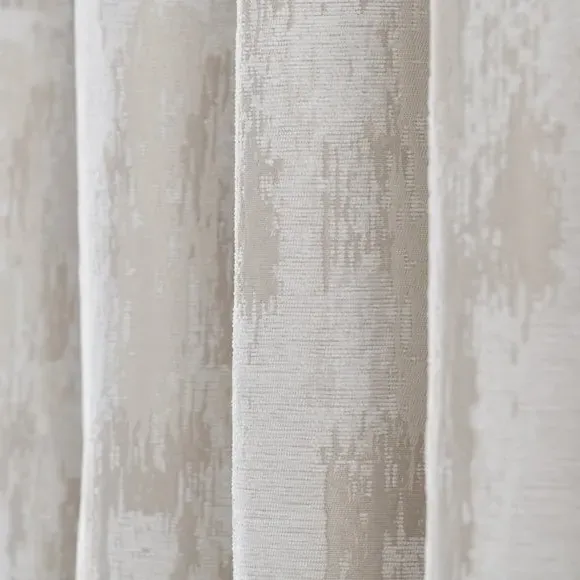 Pair Eyelet Curtains Abstract Design - Ivory