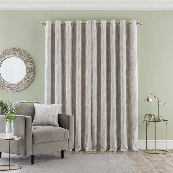 Pair Eyelet Curtains Abstract Design - Ivory
