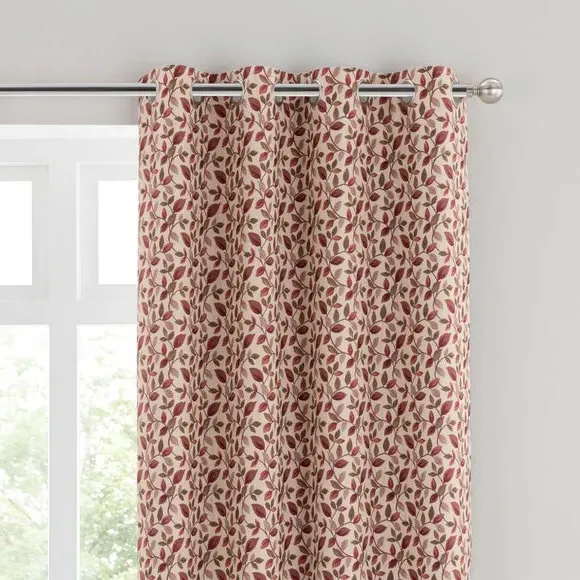 Pair Eyelet Curtains Floral - Berry, Jacquard image