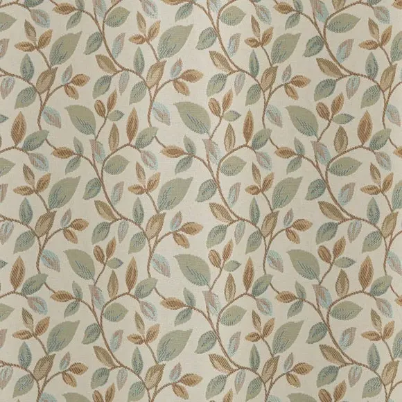 Pair Eyelet Curtains Floral - Duck Egg, Jacquard