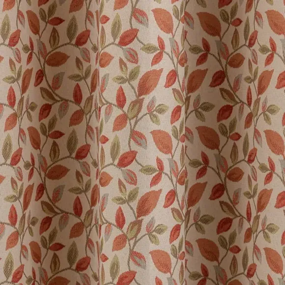 Pair Eyelet Curtains Floral - Terracotta, Jacquard