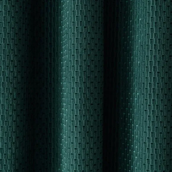 Pair Eyelet Curtains with Geometric Design - Green