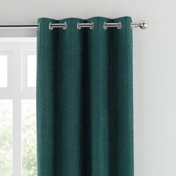 Pair Eyelet Curtains with Geometric Design - Green image