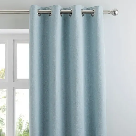 Pair Eyelet Curtains with Herringbone - Duck Egg image