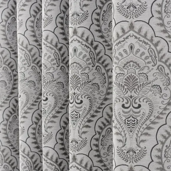 Pair Eyelet Curtains with Jacquard - Dove