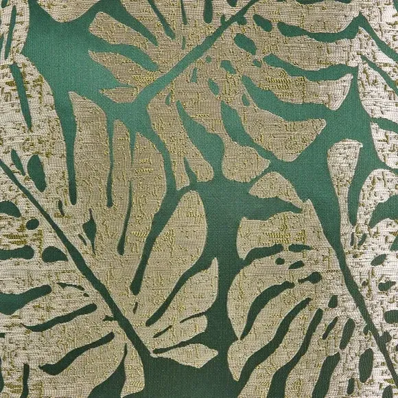 Palm Leaf Cushion with Fringe - Green, Jacquard